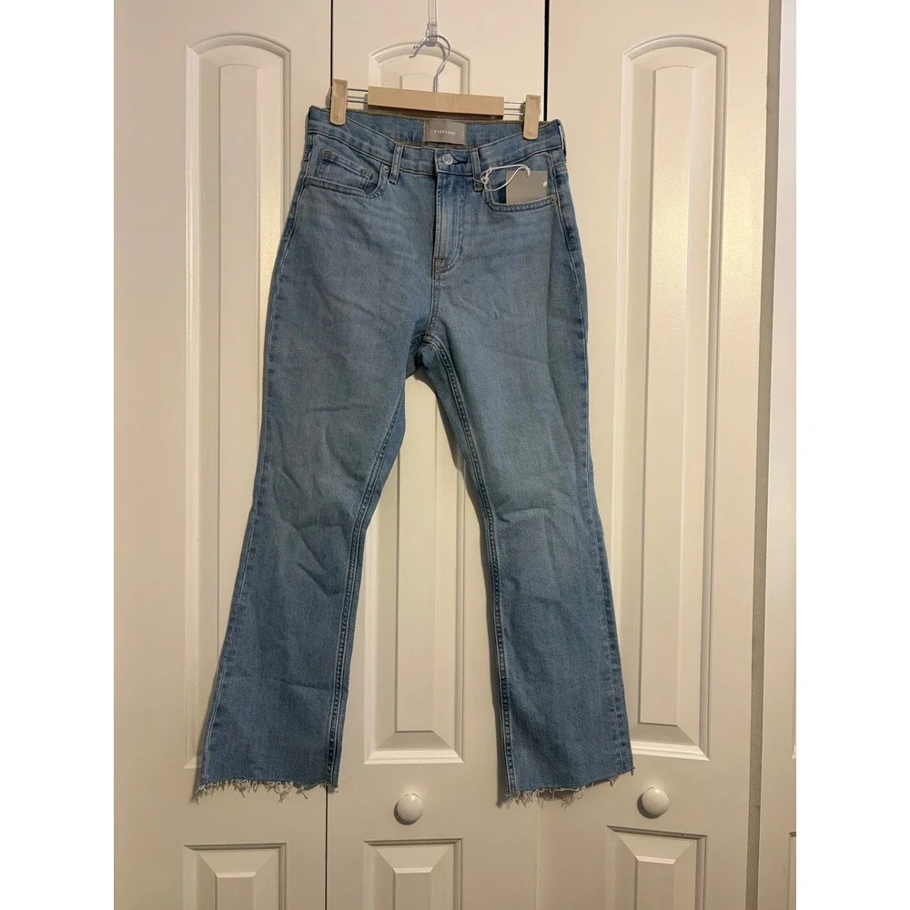 Everlane Kick Flare Jeans Boho‎ Light Wash Blue Raw Hem Size 27 Regular NWT